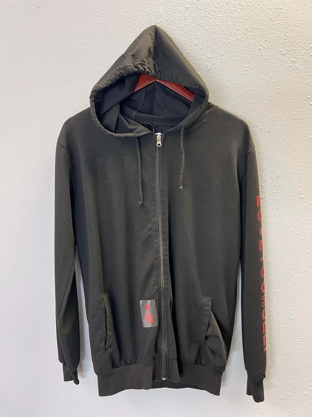 BTS World Tour Love Yourself Zip Up Hoodie Sweatshirt Large Black K-Pop 0469